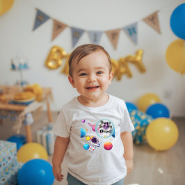 Personalized Astronaut & Planets Birthday T-Shirt トドラーTシャツ