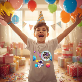 Personalized Astronaut & Planets Birthday T-Shirt Tシャツ