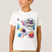 Personalized Astronaut & Planets Birthday T-Shirt Tシャツ (正面)