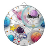 Personalized Astronaut & Planets Dartboard Game ダーツボード (正面)