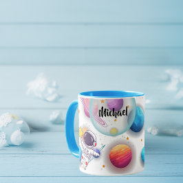 Personalized Astronaut & Planets Kids Mug マグカップ