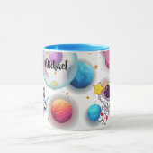 Personalized Astronaut & Planets Kids Mug マグカップ (中央)