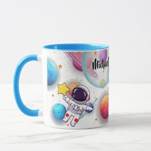 Personalized Astronaut & Planets Kids Mug マグカップ (左)