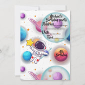 Personalized Astronaut & Planets Party Invitation 招待状 (正面)