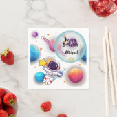 Personalized Astronaut & Planets Party Napkins スタンダードカクテルナプキン (インサイチュ)