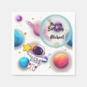 Personalized Astronaut & Planets Party Napkins スタンダードカクテルナプキン (正面)