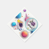 Personalized Astronaut & Planets Party Napkins スタンダードカクテルナプキン (角)