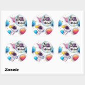 Personalized Astronaut & Planets Party Stickers ラウンドシール (シート)