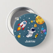 Personalized Astronaut Space School Supplies 缶バッジ (正面&裏面)