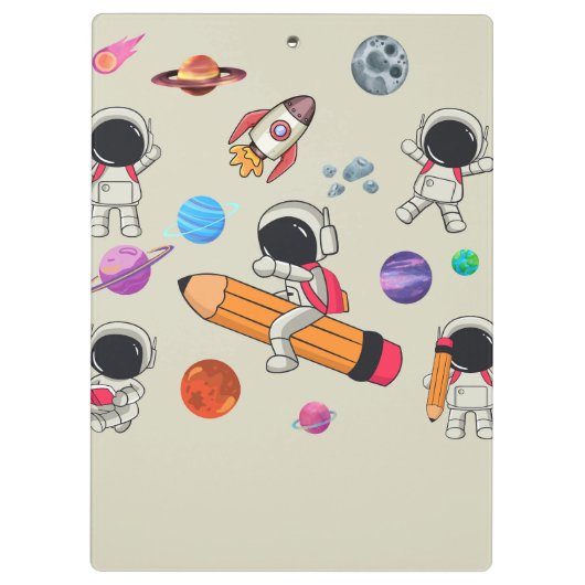 Personalized Astronauts and Planets Back to School クリップボード (裏面)
