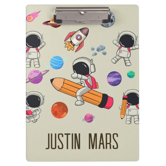 Personalized Astronauts and Planets Back to School クリップボード (正面)
