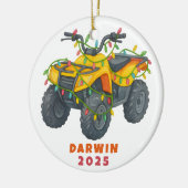 Personalized ATV Christmas Four Wheeler Holiday セラミックオーナメント (左)