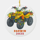 Personalized ATV Christmas Four Wheeler Holiday セラミックオーナメント (裏面)