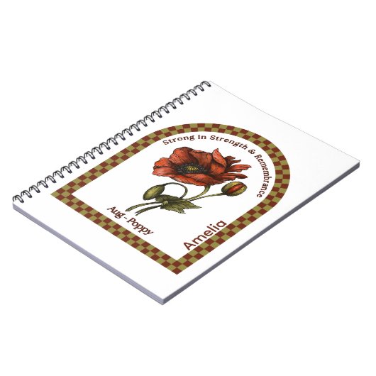 Personalized August Birth Month Flower Notebook ノートブック (左側)