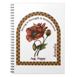 Personalized August Birth Month Flower Notebook ノートブック