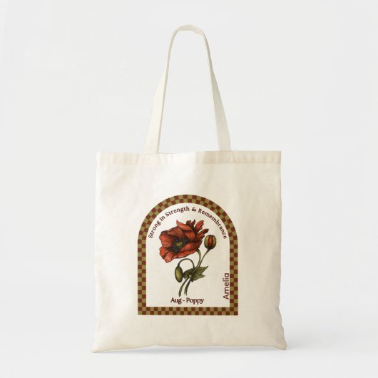 Personalized August Birth Month Flower Tote Bag トートバッグ (正面)