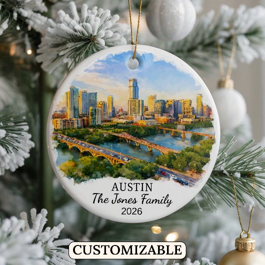 Personalized Austin Ornament, Custom Texas セラミックオーナメント