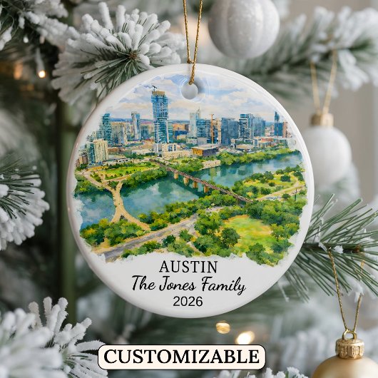 Personalized Austin Ornament, Custom Texas セラミックオーナメント