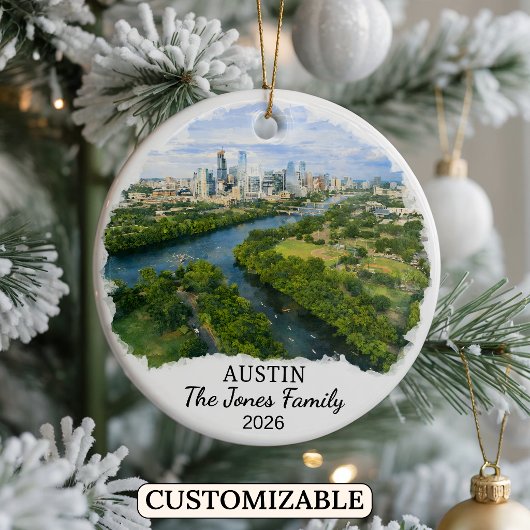 Personalized Austin Ornament, Custom Texas セラミックオーナメント