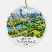 Personalized Austin Ornament, Custom Texas セラミックオーナメント (正面)