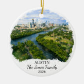 Personalized Austin Ornament, Custom Texas セラミックオーナメント (正面)