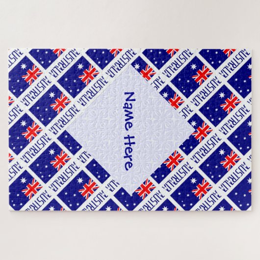Personalized Australia Flag Tiled ジグソーパズル (横)