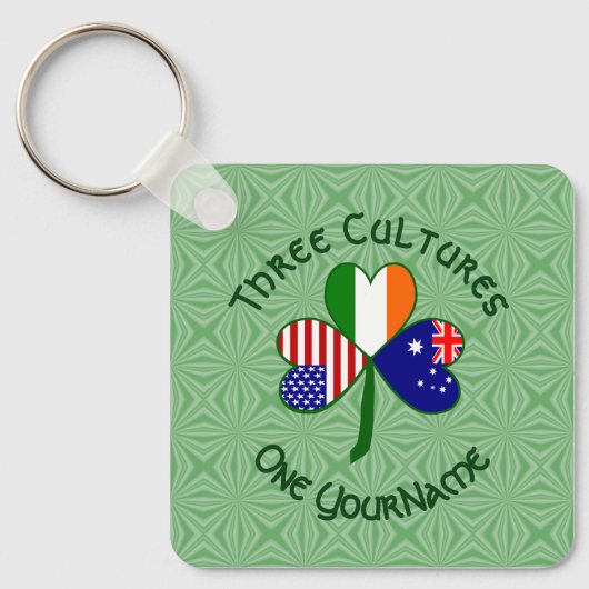 Personalized Australia Ireland USA Shamrock キーホルダー (正面)