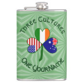 Personalized Australia Ireland USA Shamrock Large フラスク (正面)