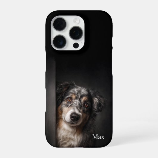 Personalized Australian Shepherd Portrait iPhone C iPhoneケース (裏面)