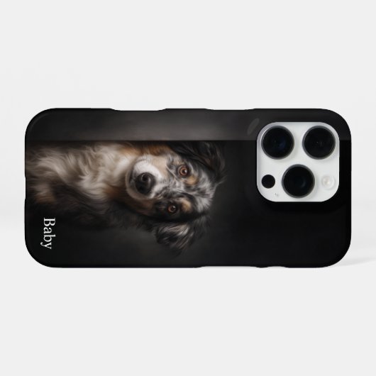 Personalized Australian Shepherd Portrait iPhone C iPhoneケース (裏面横)