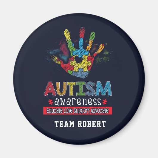 Personalized Autism Awareness Educate Advocate マグネット (正面)