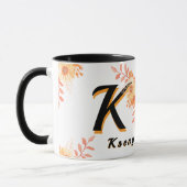 Personalized Autumn Floral Mug - Custom Name & Ini マグカップ (左)