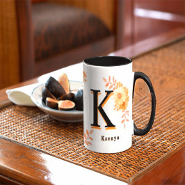 Personalized Autumn Floral Mug - Custom Name & Ini マグカップ