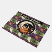 Personalized Autumn Fox with Cute Ghosts ドアマット (アングル)