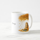 Personalized Autumn Hedgehog Under Tree Coffee Mug コーヒーマグカップ (正面右)