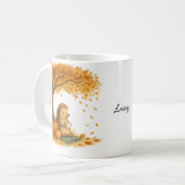 Personalized Autumn Hedgehog Under Tree Coffee Mug コーヒーマグカップ (正面左)