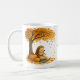 Personalized Autumn Hedgehog Under Tree Coffee Mug コーヒーマグカップ
