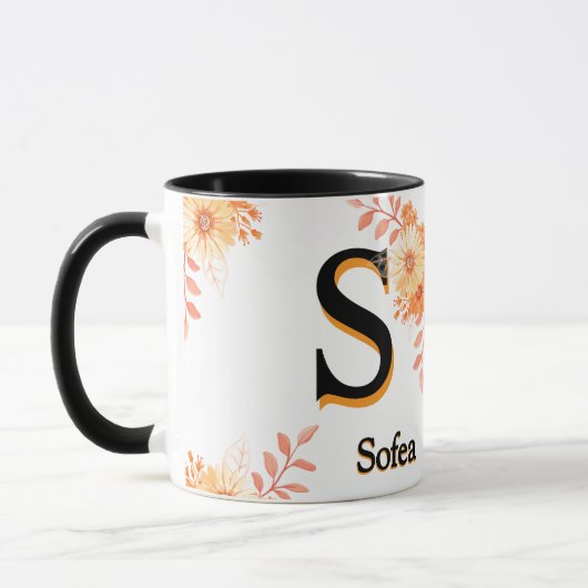 Personalized Autumn Monogram Mug - Custom Name & I マグカップ (左)
