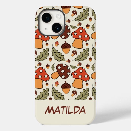 Personalized Autumn Mushroom & Acorn Phone Case Case-Mate iPhoneケース (裏面)