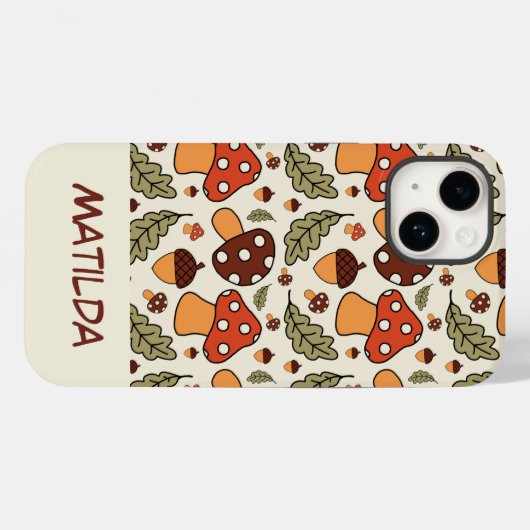 Personalized Autumn Mushroom & Acorn Phone Case Case-Mate iPhoneケース (裏面 (横))