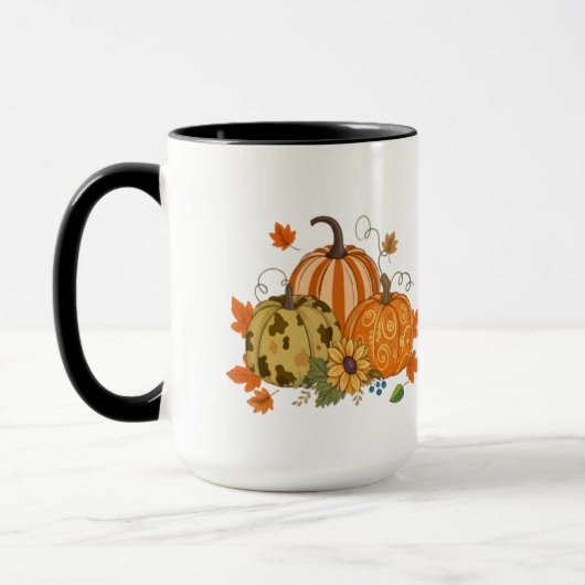 Personalized Autumn Pumpkin Patch Custom Name Mug マグカップ (左)