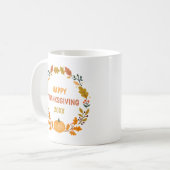 Personalized Autumn Pumpkin Wreath Thanksgiving コーヒーマグカップ (正面左)