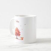 Personalized Autumn Tree and Squirrel コーヒーマグカップ (正面左)