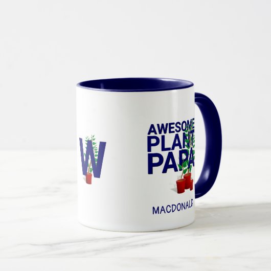 Personalized AWESOME PLANT PAPA Monogram マグカップ (正面右)