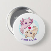 Personalized Axolotl Couple Valentine Button 缶バッジ (正面&裏面)