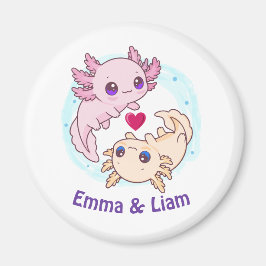 Personalized Axolotl Couple Valentine Magnet マグネット
