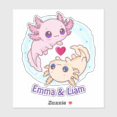 Personalized Axolotl Couple Valentine Sticker シール (シート)