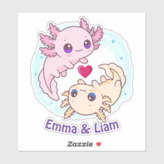 Personalized Axolotl Couple Valentine Sticker シール