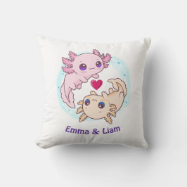 Personalized Axolotl Couple Valentine Throw Pillow クッション