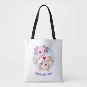 Personalized Axolotl Couple Valentine Tote Bag トートバッグ (正面)